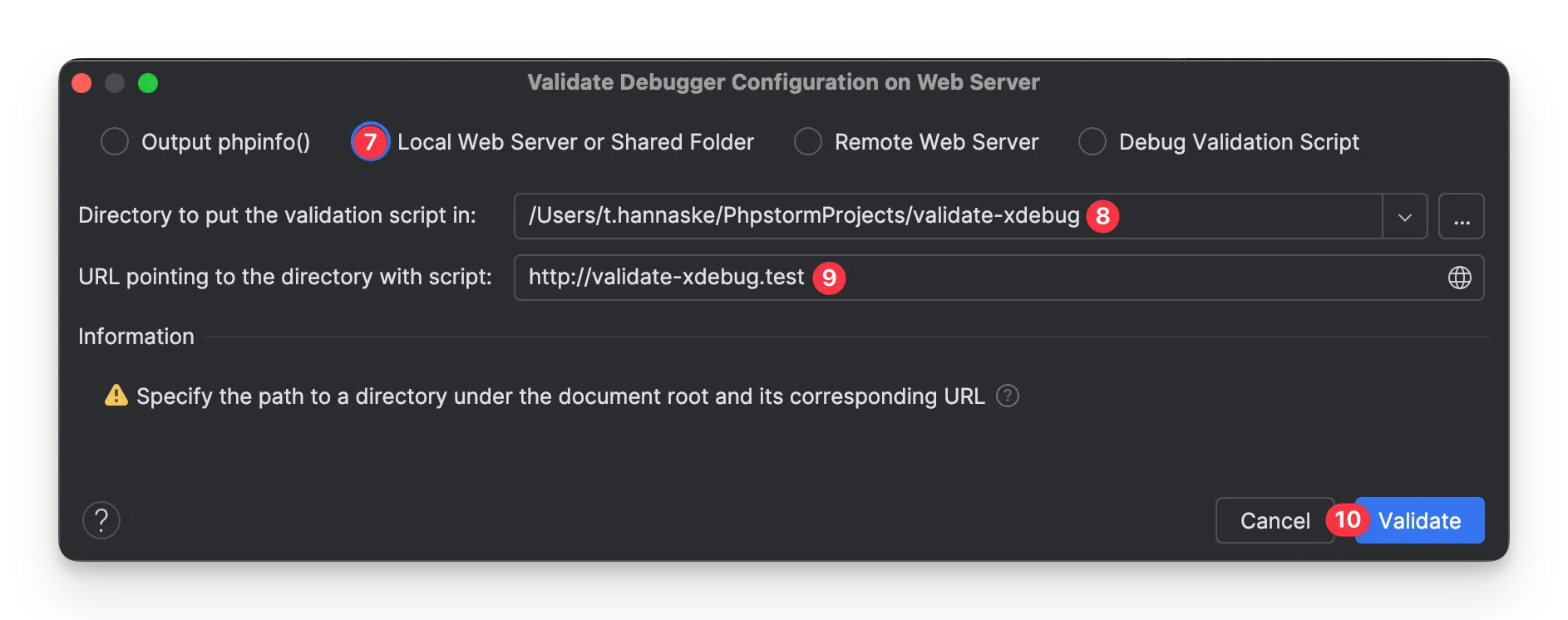 PhpStorm: Validate Xdebug configuration